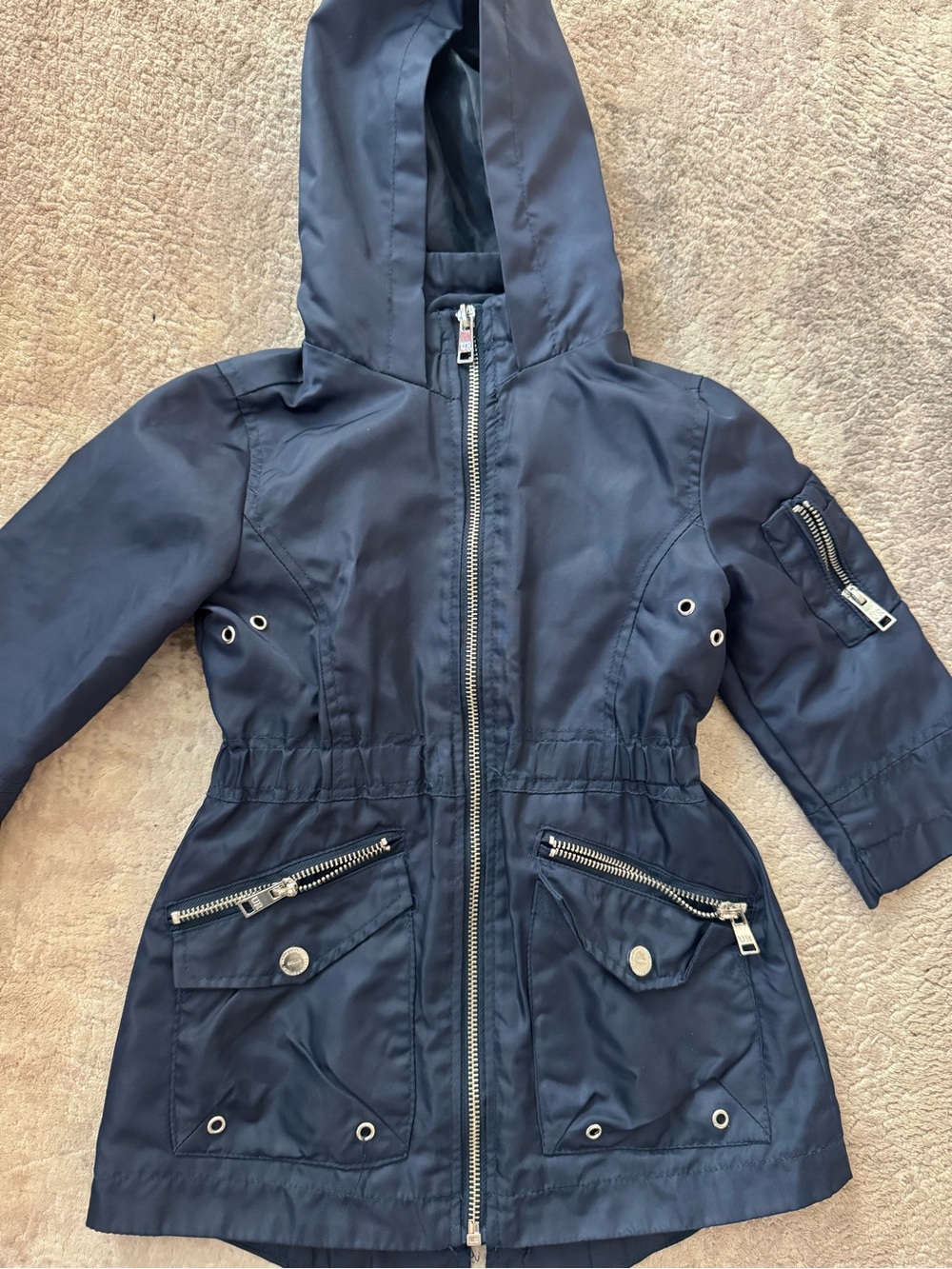 Urban Republic Navy Blue Hooded Kids Raincoat with Zip Pockets